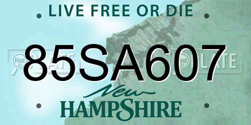 85SA607 New Hampshire License Plate