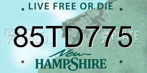 85TD775 New Hampshire License Plate