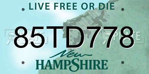 85TD778 New Hampshire License Plate