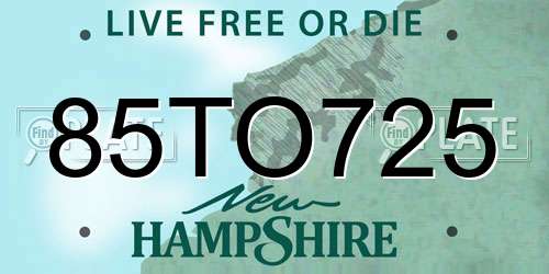 85TO725 New Hampshire License Plate
