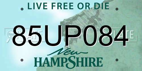 85UP084 New Hampshire License Plate