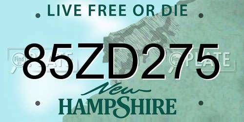 85ZD275 New Hampshire License Plate