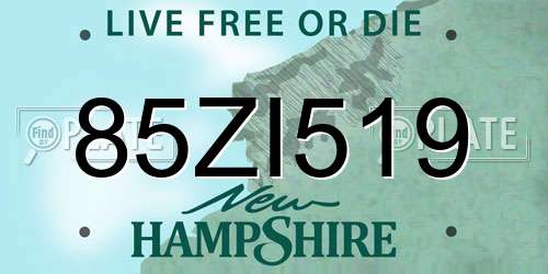 85ZI519 New Hampshire License Plate