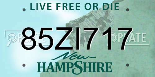 85ZI717 New Hampshire License Plate