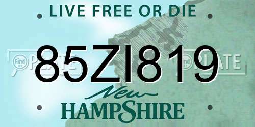 85ZI819 New Hampshire License Plate