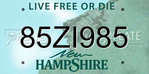 85ZI985 New Hampshire License Plate