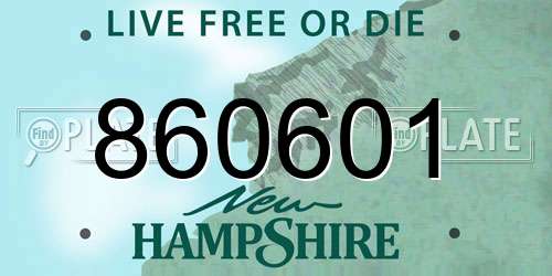 860601 New Hampshire License Plate