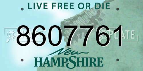 8607761 New Hampshire License Plate