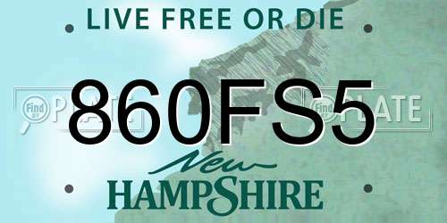 860FS5 New Hampshire License Plate