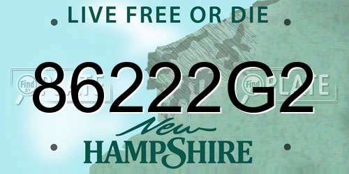 86222G2 New Hampshire License Plate