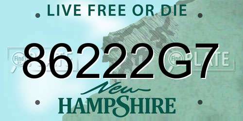 86222G7 New Hampshire License Plate