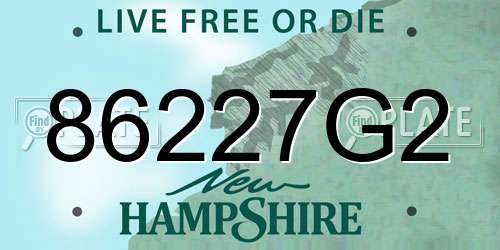 86227G2 New Hampshire License Plate