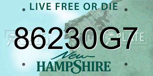 86230G7 New Hampshire License Plate