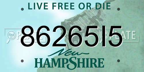 86265I5 New Hampshire License Plate
