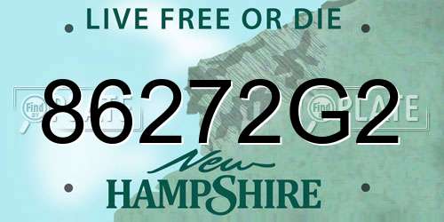 86272G2 New Hampshire License Plate