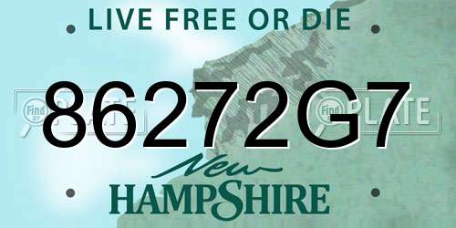 86272G7 New Hampshire License Plate