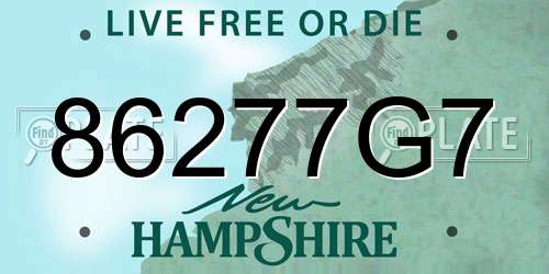 86277G7 New Hampshire License Plate