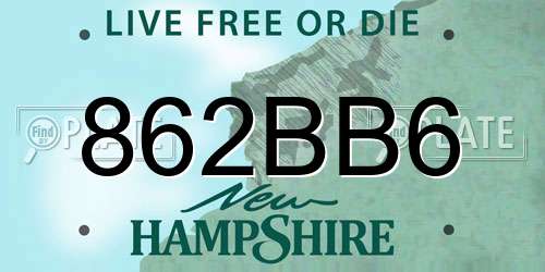 862BB6 New Hampshire License Plate