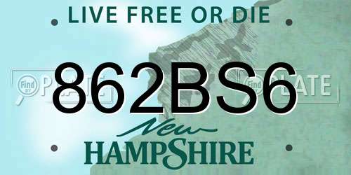 862BS6 New Hampshire License Plate