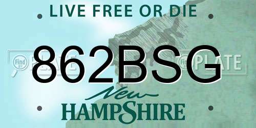 862BSG New Hampshire License Plate