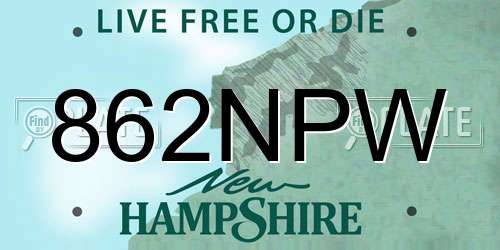 862NPW New Hampshire License Plate
