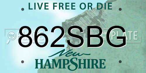 862SBG New Hampshire License Plate