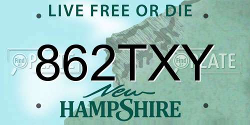 862TXY New Hampshire License Plate