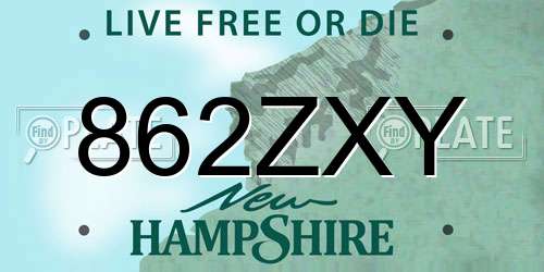 862ZXY New Hampshire License Plate
