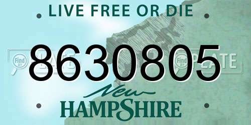 8630805 New Hampshire License Plate