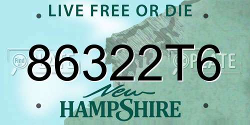 86322T6 New Hampshire License Plate