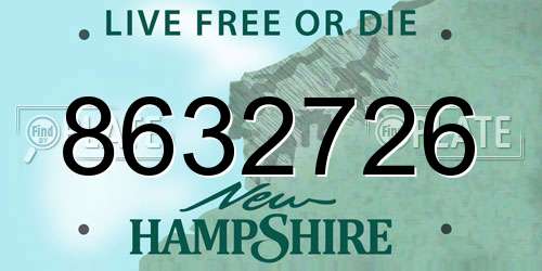 8632726 New Hampshire License Plate