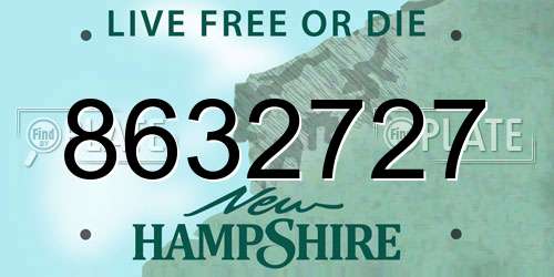 8632727 New Hampshire License Plate