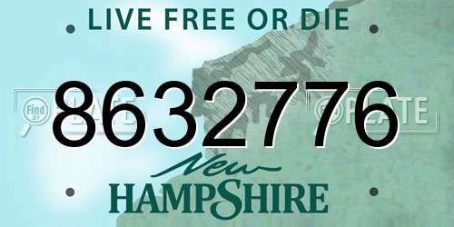 8632776 New Hampshire License Plate