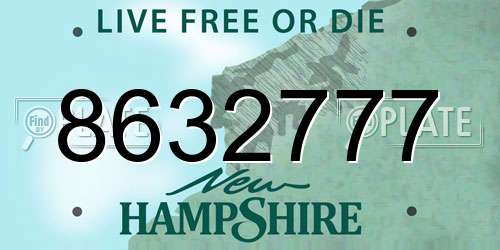8632777 New Hampshire License Plate