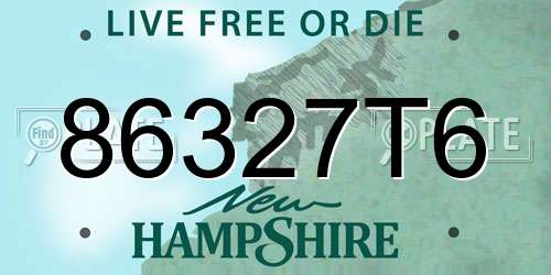 86327T6 New Hampshire License Plate