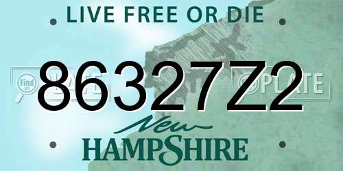 86327Z2 New Hampshire License Plate