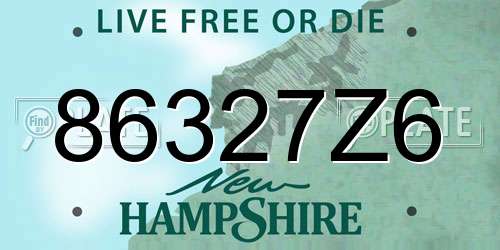 86327Z6 New Hampshire License Plate