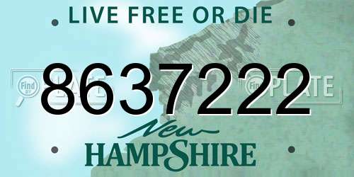 8637222 New Hampshire License Plate