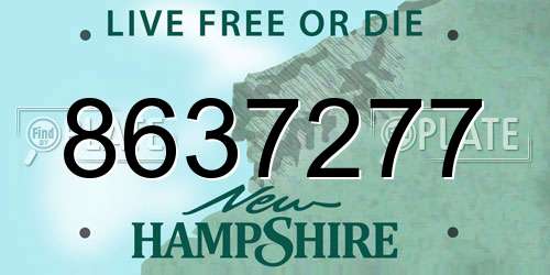 8637277 New Hampshire License Plate