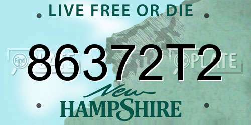86372T2 New Hampshire License Plate