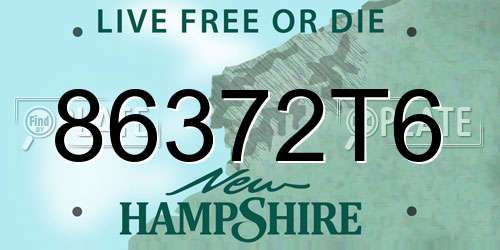 86372T6 New Hampshire License Plate