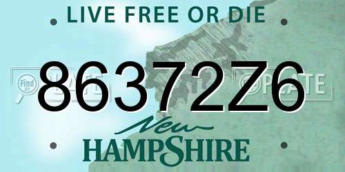 86372Z6 New Hampshire License Plate