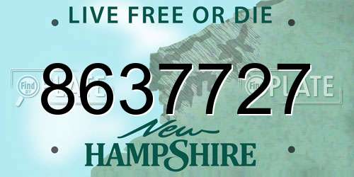 8637727 New Hampshire License Plate