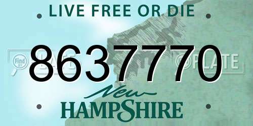 8637770 New Hampshire License Plate