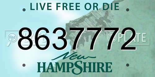 8637772 New Hampshire License Plate