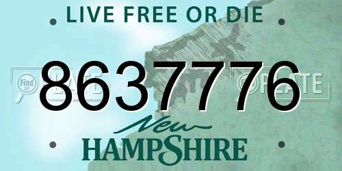 8637776 New Hampshire License Plate