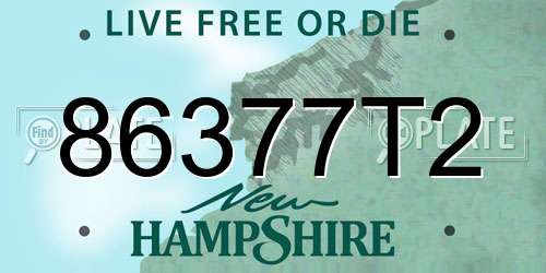 86377T2 New Hampshire License Plate