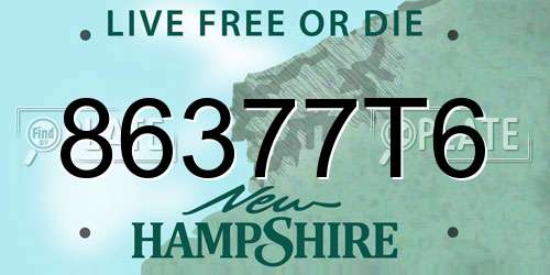 86377T6 New Hampshire License Plate