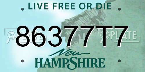 86377T7 New Hampshire License Plate