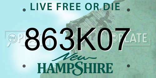 863K07 New Hampshire License Plate
